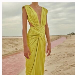 Baobab Mia ruched dress in Light Pistachio